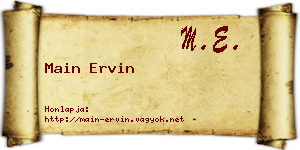 Main Ervin névjegykártya